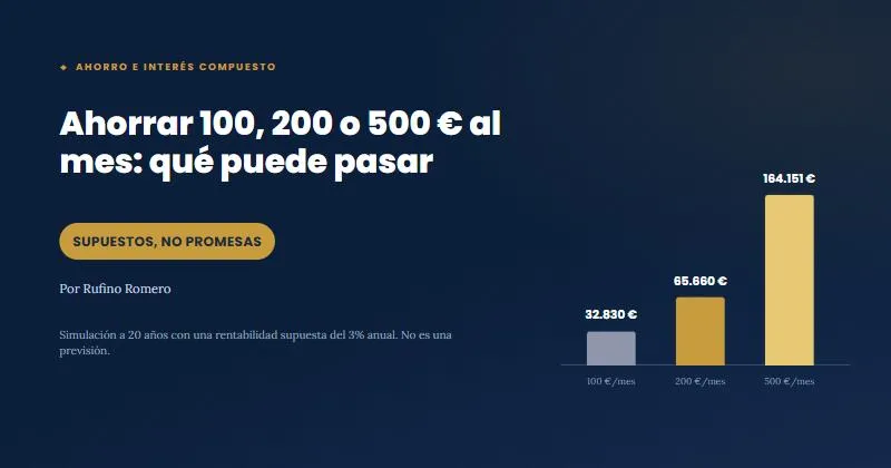 Ahorrar 100, 200 o 500 € al mes: qué puede pasar
